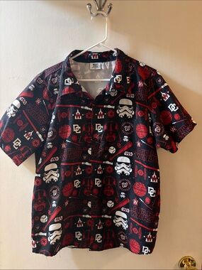 Washington Nationals Star Wars Black & Red Graphic Button-Up Shirt